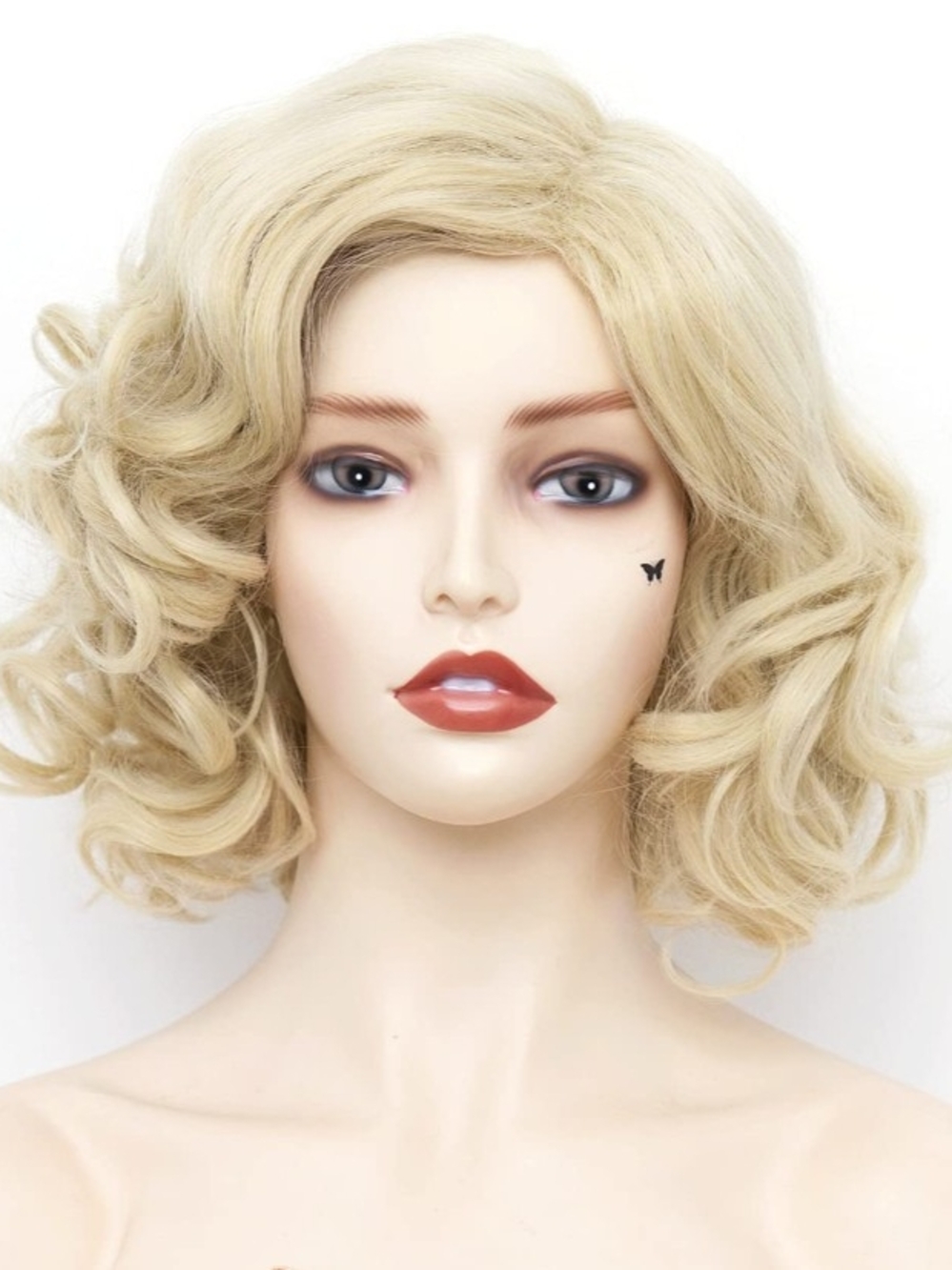 Gerulyss Short Blonde Wavy Wigs for Women Gold Curly Shoulder Length Natural Wig
